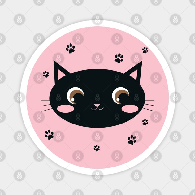 Black Cat Face Magnet by Family shirts